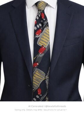 Giancarlo Collection 59” x 4” Abstract Tulip Silk Tie – Made in Canada